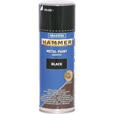 Tikkurila Maston Hammer sprej - hladká farba na kov v spreji - cierna - 400 ml