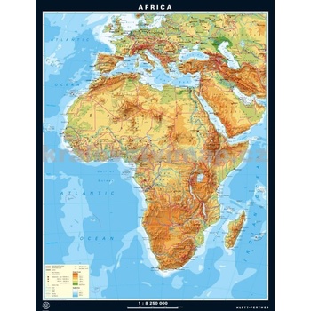 Afrika - nástěnná mapa zeměpisná / politická 116 x 146 cm - laminovaná mapa s 2 lištami