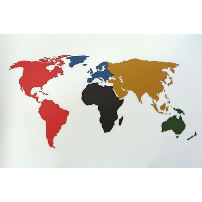 MAJADESIGN Nástěnná dřevěná MAPA SVĚTA XXL 240x121 cm - OLYMPIÁDA - BAREVNĚ LAKOVANÁ Provedení: S hranicemi