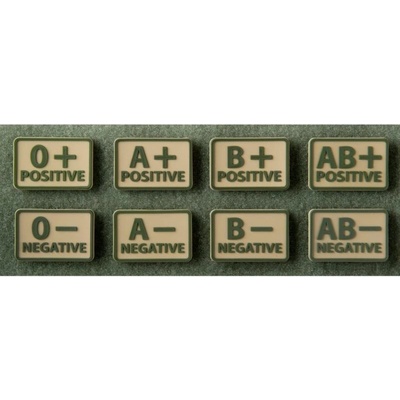 Helikon-Tex BLOOD PATCH set 2ks, označenie krvnej skupiny - KHAKI, A/Rh+