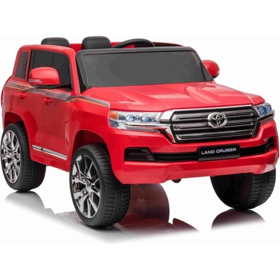 Beneo Elektrické autíčko Toyota Landcruiser 12V červené Koženkové sedadlo 2,4 GHz diaľkové ovládanie USB / AUX Vstup Odpruženie 12V batéria Mäkké EVA kolesá 2 X 35W MOTOR ORIGINAL licencia