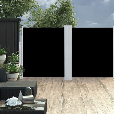 vidaXL Zatahovací boční markýza 140 x 600 cm černá