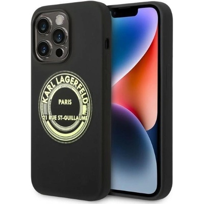 KARL LAGERFELD Кейс Karl Lagerfeld KLHCP14LSRSGRCK за iPhone 14 Pro 6.1", твърд, черен / черен, Silicone RSG (KF001207-0)