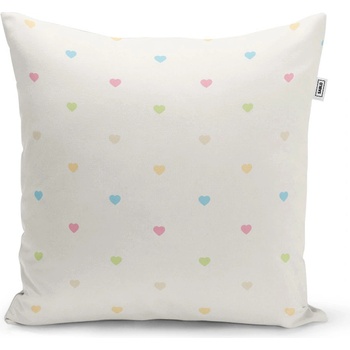 Sablio Vankúš Farebné srdiečka na béžovej - 40x40