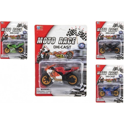 Teddies Motorka závodní kov/plast 8cm na volný chod mix druhů na kartě TD84816