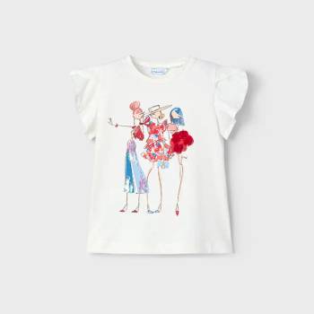 MAYORAL Тениска къс ръкав цветни апликации бял-червен цвят за мини момиче Майорал