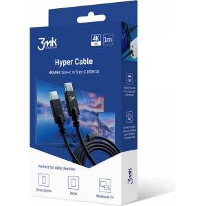 3mk Protection Hyper USB-C 4k60Hz 100W кабел 1m черен (3MK464550) (3MK464550)
