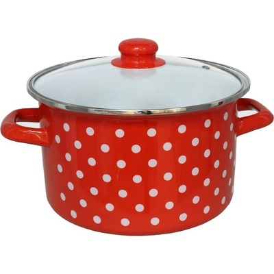 GERIMPORT hrnec s poklicí 24 cm 4,8 l červený s bílými puntíky