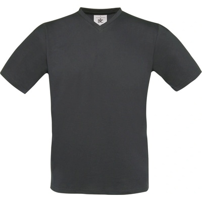 B&C tričko Exact V-Neck výstřihem do V krátký rukáv šedé sport