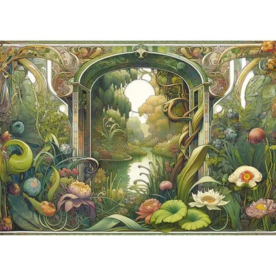 Interdruk - Puzzle Garden flowers forest plants river - 500 piese