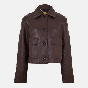 Biba Дамско яке Biba Womens Collar Hip Length Long Sleeve Leather Jacket - Brown