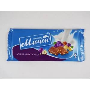 Млечен шоколад с лешници и стафиди 80гр