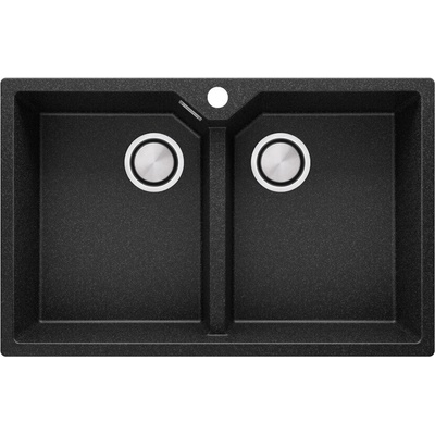 Твоят Стил Графитна кухненска гранитна мивка с две корита Мадрид 80 Twin 780 х 500