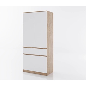 Bogdan Furniture G Гардероб Мебели Богдан модел Clasic lux 932, Бяло гладко с Дъб суров К105, двукрилен