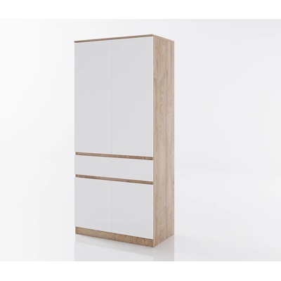 Bogdan Furniture G Гардероб Мебели Богдан модел Clasic lux 932, Бяло гладко с Дъб суров К105, двукрилен