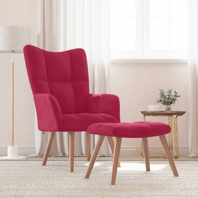 vidaXL 328067 Relaxační se stoličkou vínové samet