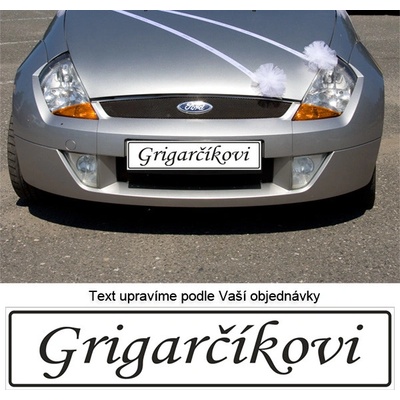 Svatební SPZ s textem na přání MONOTYPE - Příjmení