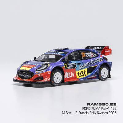 IXO MODELS Ford Puma Rally1, WRC, Rally Sweden, 2025, #22, M.Sesks/R.Francevic, IXO RAM990.22 1:43
