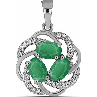 Nefertitis Přívěsek stříbrný s broušenými smaragdy a zirkony 010902 EM NF55449