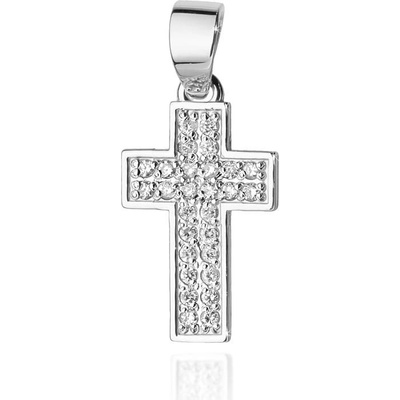 Blink Blink Prívesok KRÍŽ z bieleho zlata vykladaný diamantami 4632BDB