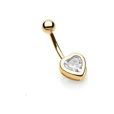 Šperky4U pozlacený piercing do pupíku srdíčko WP01069