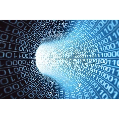 040 Samolepící fototapeta na podlahu - Matrix tunel modrý, 255 x 170 cm