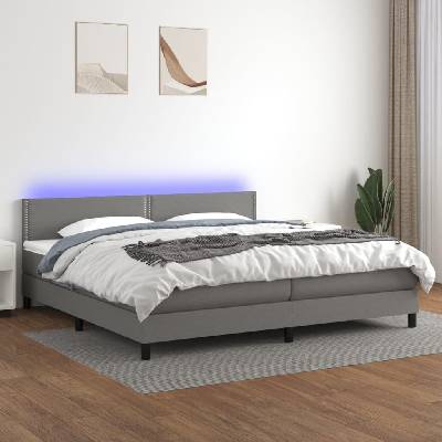 Petrashop 3133102 boxsoring postel s matrací a LED tmavě šedá textil
