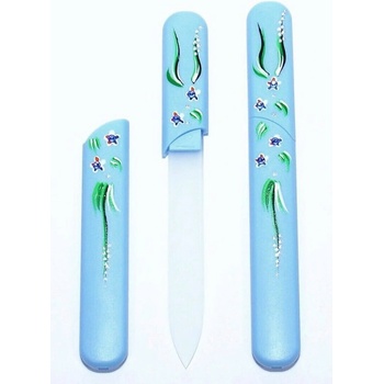 Bohemia Crystal Skleněný pilník s krytkou Blue ručně malovaný s krystaly Swarovski