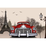 DIMEX ART Флизелинов фототапет ретро кола в париж 375 x 250 см