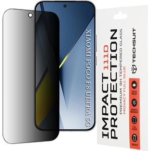 Techsuit Стъклен протектор за Xiaomi Poco F8 Ultra - 111D Privacy Full Glue - Techsuit - Черен