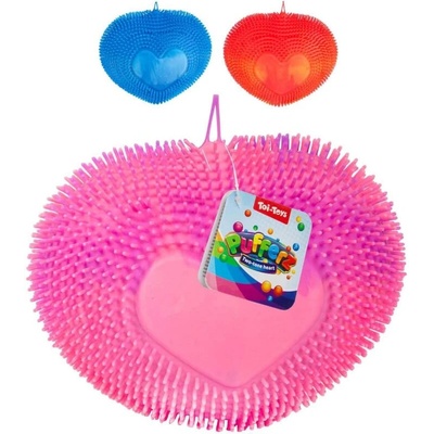 Míček srdce mačkací chlupatý antistresový silikon 18cm duhový 3 barvy