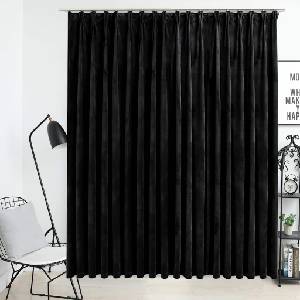 Pure Line Home Кадифена завеса в цвят черен с перделък, 290 x 245 см
