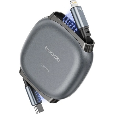 Toocki TQ-X105A výsuvný nabíjací a dátový USB-C na Lightning 1m sivý