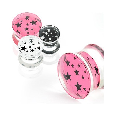 Šperky4U Plug s hvězdami černá PL01071-06B