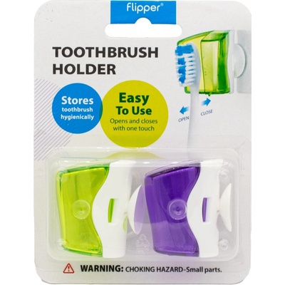 Flipper Basic antibakteriální krytky na zubní kartáček zelená a fialová 2 ks
