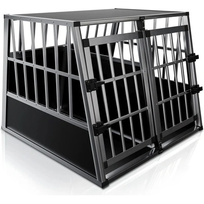 Juskys Přepravní box pro psy robustní a snadno udržovatelný 2 mřížkové dveře uzavíratelné hlinikový XL 96 x 91 x 70 cm – Zboží Dáma