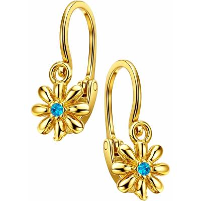 Zlaton Náušnice žluté zlato květina s modrým kamenem 1.4cm 1.1g 001671706222