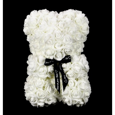Medvídárek Simple medvídek z růží 25cm - bílý