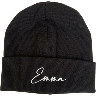 Zimní čepička černá s výšivkou pro EMMU Zachraň mě!