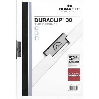 Durable desky s rychlovazačem "DURACLIP® 30" bílá s klipem A4
