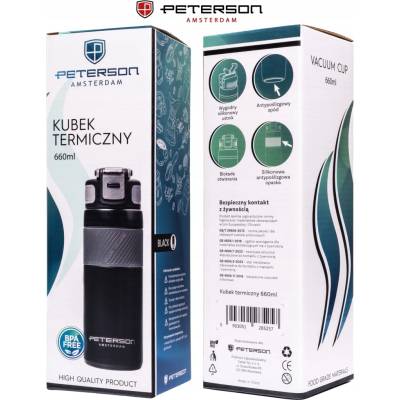 Peterson termohrnek nerezová ocel 660 ml černý