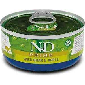 N&D N&D Prime Cat Wild Boar & Apple Adult пълноценна мокра храна без зърнени култури за котки в зряла възраст, с глиганско и ябълка 70gr