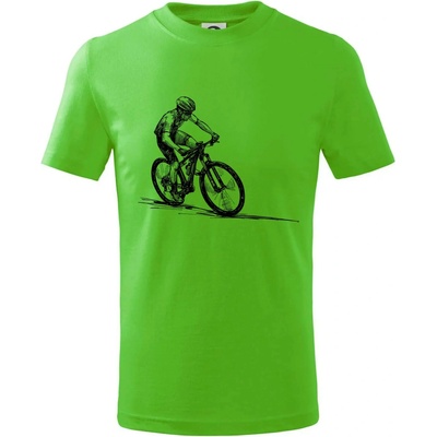 MTB kreslený cyklista tričko detské Apple Green