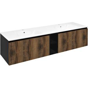 SAPHO Lorea - Шкаф за мивка 180x46x52 см, 2 чекмеджета, дъб Колингвуд/матово черно LE080-1935-07 (LE080-1935-07)