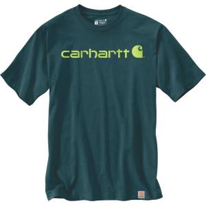 Carhartt Мъжка тениска Carhartt Core Logo S/S T-shirt - Dark Harbor Teal - размер XS (016-7684-1411)