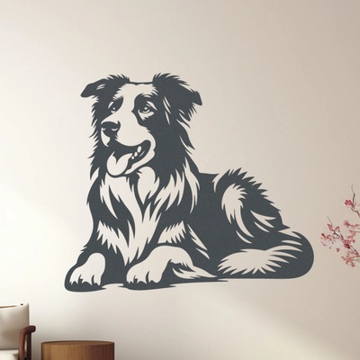 dřevo života Dřevěná dekorace psa BORDER COLLIE Rozměry (cm): 60x51, Zvolte barvu dekoru: Antracitová