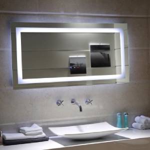 Inter Ceramic Огледало за баня с вградено LED осветление Compact, 120x60, с нагревател и часовник