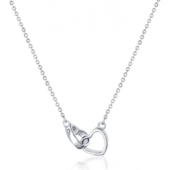 JVD Strieborný náhrdelník Spojená srdce SVLN0051XD50045