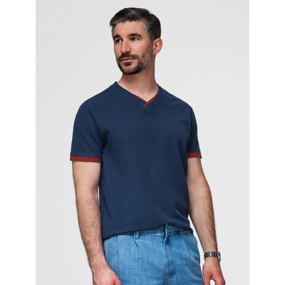 Ombre with contrasting inserts and v-neck navy blue