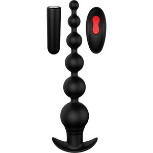 DreamToys Cheeky Love - анален вибратор с мъниста и дистанционно, акумулаторен, черен